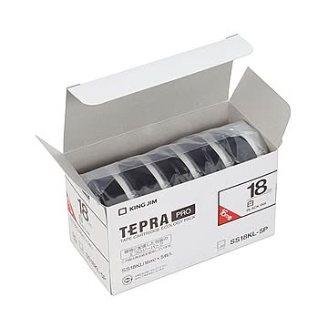 (まとめ）キングジム テプラ PRO テープカートリッジ ロングタイプ 18mm 白/黒文字 SS18KL-5P 1パック(5個)【×3セット】