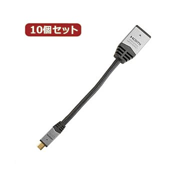 10個セット HORIC HDMI-HDMI MICRO変換アダプタ 7cm シルバー HDM07-042ADSX10