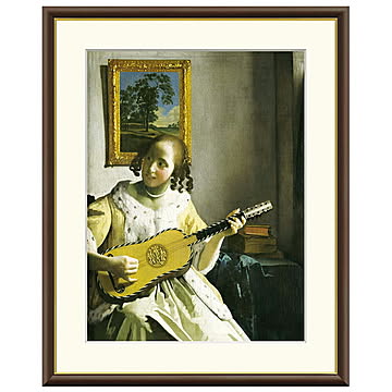 額絵 ギターを弾く女 ヨハネス・フェルメール 52x42cm 三幸