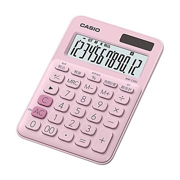(まとめ) カシオ カラフル電卓 ミニジャストタイプ12桁 ペールピンク MW-C20C-PK-N 1台 【×10セット】