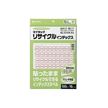 （まとめ） ニチバン マイタック(R) リサイクルインデックス OA対応 A4タイプ インクジェット・レーザープリンタ対応 ML131RR-A4 赤枠 1P入 【×3セット】