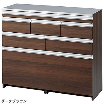 スリム キッチンカウンター/キッチン収納 ステンレス スライドテーブル付き 〔キッチン 台所〕