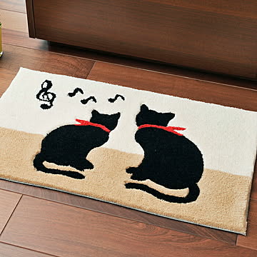 萩原 洗える玄関マット 猫柄 約50×80cm