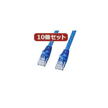 10個セットサンワサプライ カテゴリ6フラットLANケーブル LA-FL6-02BLX10