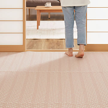 ラグ ビニール風 上敷き パスラッシュ 約348×352cm【江戸間 8畳】8畳 8帖 花ござ 洗える かわいい キッズラグ