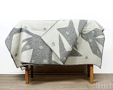 クリッパン(KLIPPAN)×mina perhonen（ミナ ペルホネン） 225501 TRIP/トリップ ウールシングルブランケット 130×180cm グレイ/ホワイト