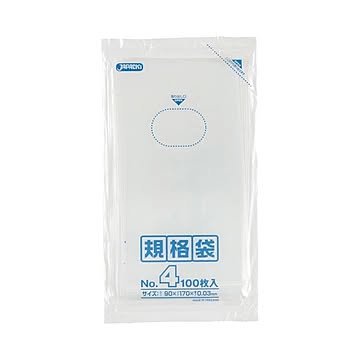 （まとめ） ジャパックス 規格袋 4号 ヨコ90×タテ170×厚み0.03mm K-04 1パック（100枚） 【×50セット】