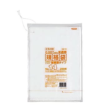 （まとめ） ジャパックス 規格袋HDひも付き 14号280×410mm HQ14 1パック（200枚） 【×30セット】