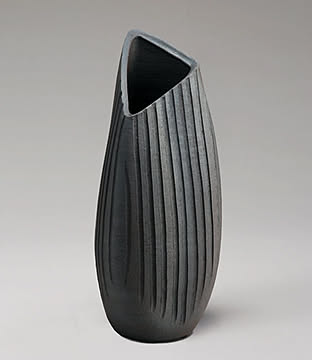 信楽焼 黒銀彩 花入