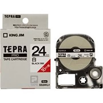 キングジム PROテープロングSS24KL 白に黒字 24mm 20個