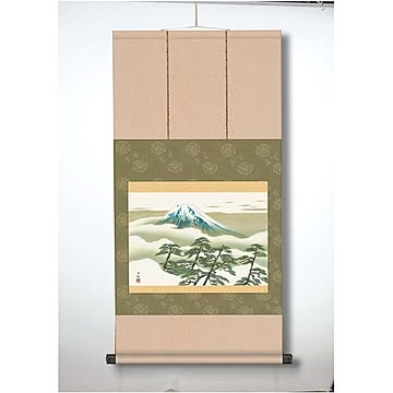 【横山大観生誕150年】富士図・富士絵画・高精彩特色技術絵■横山大観　霊峰富士掛軸(尺三)　松に冨士