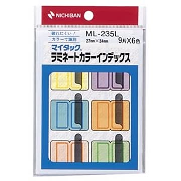 （まとめ） ニチバン マイタック ラミネートカラーインデックス 保護フィルム付 大 27×34mm 6色 ML-235L 1パック（54片：各色9片） 【×40セット】