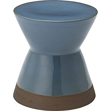 直径30×高さ31cm ブルー 陶器製 オットマン 屋外使用対応 サイドテーブル兼用 スツール リビング用家具