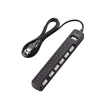 エレコム 一括&個別スイッチ付　雷ガードタップ T-K8A-2625BK 管理No. 4953103457263