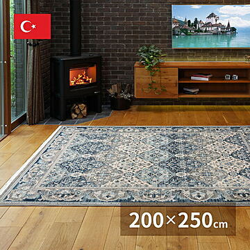 トルコ製 RAKKAS エスニックデザイン ウィルトンラグ 折り畳み可能 200×250 グレイズ