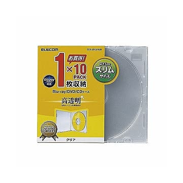 (まとめ)エレコム Blu-ray/DVD/CDケース(スリム/PS/1枚収納) CCD-JSCS10CR×10セット