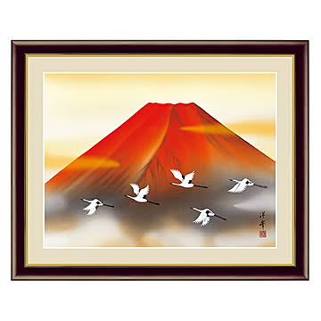 アート 額絵 赤富士飛翔 加藤 洋峯 本紙サイズ F4(約31x23cm) 額サイズ 42x34cm 三幸