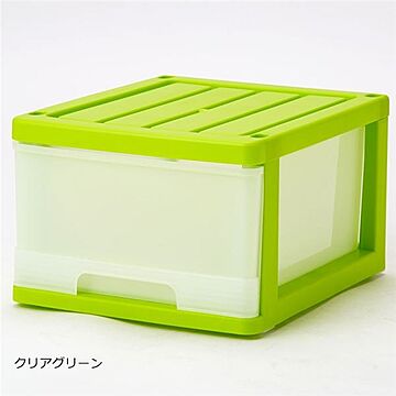 深型 収納ケース/キッチン収納 【12個組 クリアグリーン】 約幅34.5cm スタッキング可 プラスチック 日本製