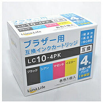 ブラザー用 互換インクカートリッジ LC10-4PK 4本パック　LN BR10/4P 管理No. 4582458921862