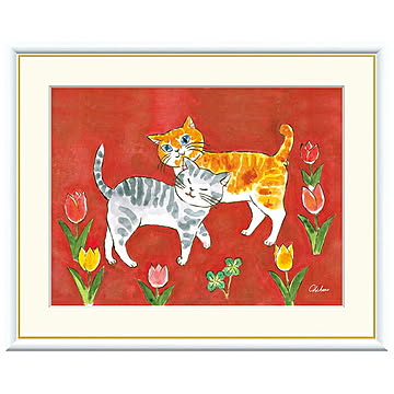 額絵 愛情のねこ 千春 52x42cm 三幸