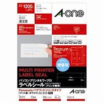 エーワン 宛名シール/パソコンプリンタ＆ワープロラベルシール パナソニック/A4 12面 100枚 28312