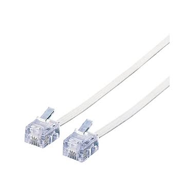 （まとめ）エレコム スリムモジュラケーブル6極4芯 ホワイト 20m MJ-20WH 1本【×5セット】