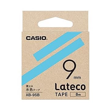 （まとめ）カシオ ラテコ 詰替用テープ9mm×8m 水色/黒文字 XB-9SB 1個【×20セット】