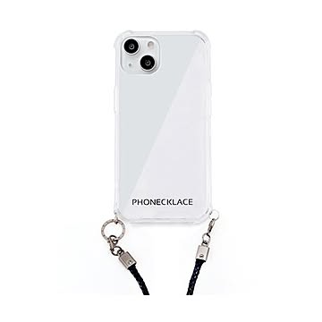 PHONECKLACE ロープショルダーストラップ付きクリアケース for iPhone 13 ネイビー PN21594i13NV