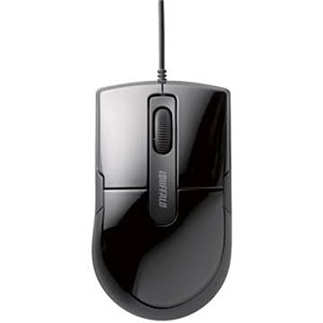 （まとめ） バッファロー 有線BlueLEDマウス 静音 3ボタン Mサイズ ブラック BSMBU26SMBK 1個 【×3セット】