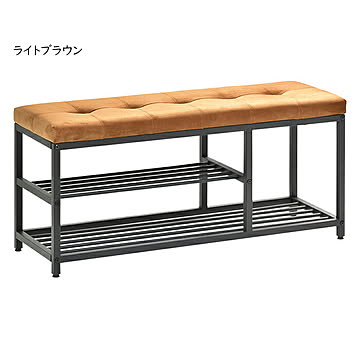 ベンチ ベロア シューズラック 組立式 ONBN0083 幅910x奥行305x高さ425mm B.Bファニシング