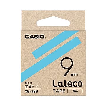 カシオ ラテコ 詰替用テープ9mm×8m 水色/黒文字 XB-9SB 1セット（5個）