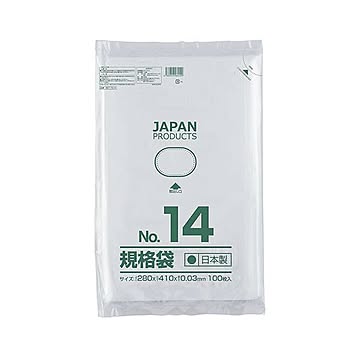 （まとめ） クラフトマン 規格袋 14号ヨコ280×タテ410×厚み0.03mm HKT-T014 1パック（100枚） 【×10セット】