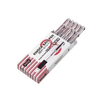 (まとめ) TANOSEE ノック式油性3色ボールペン（なめらかインク） 0.7mm 1セット（10本） 【×5セット】