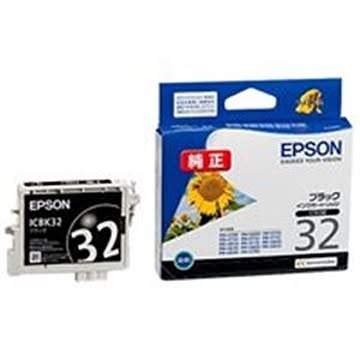 （まとめ買い）エプソン EPSON IJインクカートリッジ ICBK32 ブラック ×4セット