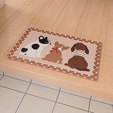 大サイズ 犬柄 シェニールマット 90×60×0.8cm 洗濯可能 室内用 滑り止め加工