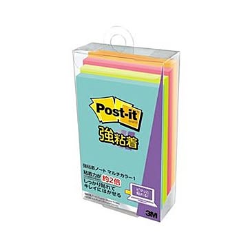 （まとめ）3M ポスト・イット 強粘着ノートマルチカラー1 75×50mm 4色 656SS-MC-1 1パック（4冊）【×20セット】