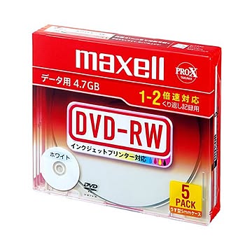 （まとめ） マクセル データ用DVD-RW 4.7GB ホワイトプリンターブル 5mmスリムケース DRW47PWB.S1P5S A 1パック（5枚） 【×4セット】