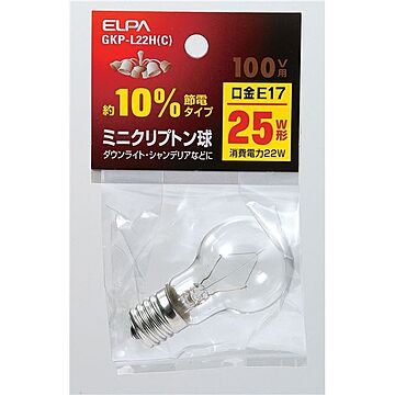 （まとめ） ELPA ミニクリプトン球 電球 25W形 E17 クリア GKP-L22H（C） 【×30セット】