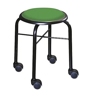 スチールパイプ製 スタッキングチェア グリーン×ブラック 4脚セット 幅32cm 日本製