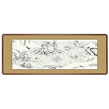 額絵 鳥獣戯画 恵風 124x48cm 三幸