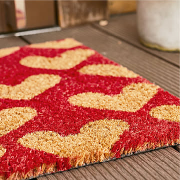 屋外玄関マット ココマット コイヤーマット ココヤシ 約45×65×1.5cm 【ウエルカム・バタフライ・ハート 】 