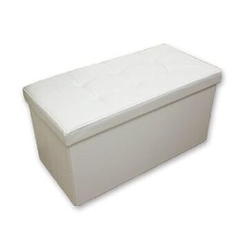 PVC 収納ボックス Mサイズ フタ付き スツール形式 オットマン 白色