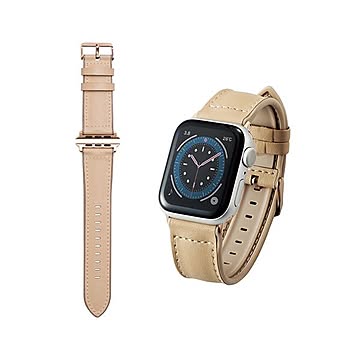 エレコム アップルウォッチ Apple Watch バンド SE 6 5 4 （44mm） SE 3 2 1 （38mm） レザー TPU ベージュ AW-40BDLHVBE