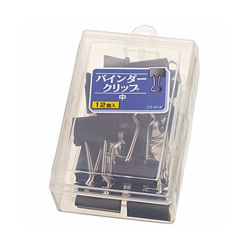 (まとめ) ライオン事務器 バインダークリップ 中口幅25mm CS-M18 1ケース（12個） 【×30セット】