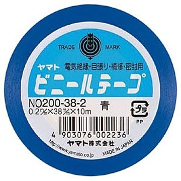 （まとめ） ヤマト ビニールテープ 幅38mm×長10m NO200-38-2 青 1巻入 【×10セット】