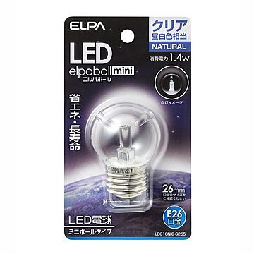 （まとめ） ELPA LED装飾電球 ミニボール球形 E26 G40 クリア昼白色 LDG1CN-G-G255 【×5セット】