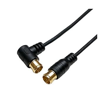 （まとめ）HORIC 極細アンテナケーブル 3m ブラック 両側F型差込式コネクタ L字／ストレートタイプ HAT30-108LPBK【×5セット】