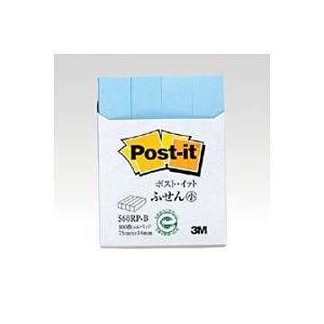 （まとめ） 住友スリーエム ポストイット(R) 再生紙 4個入り 横14×縦75mm 560RP-B ブルー 4個入 【×10セット】