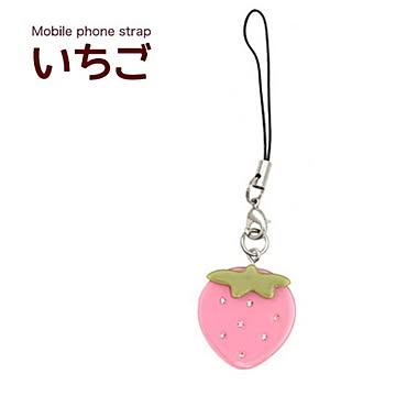 【10個セット】携帯ストラップ いちご（ピンク）