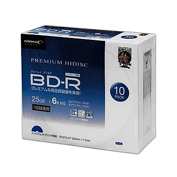 （まとめ）HIDISC BD-R 6倍速 映像用デジタル放送対応 インクジェットプリンタ対応10枚5mmスリムケース入り ×10個セット HDVBR25RP10SCX10